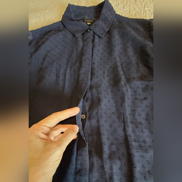 Talbots blue multi layer blouse size small - Picture 5 of 8